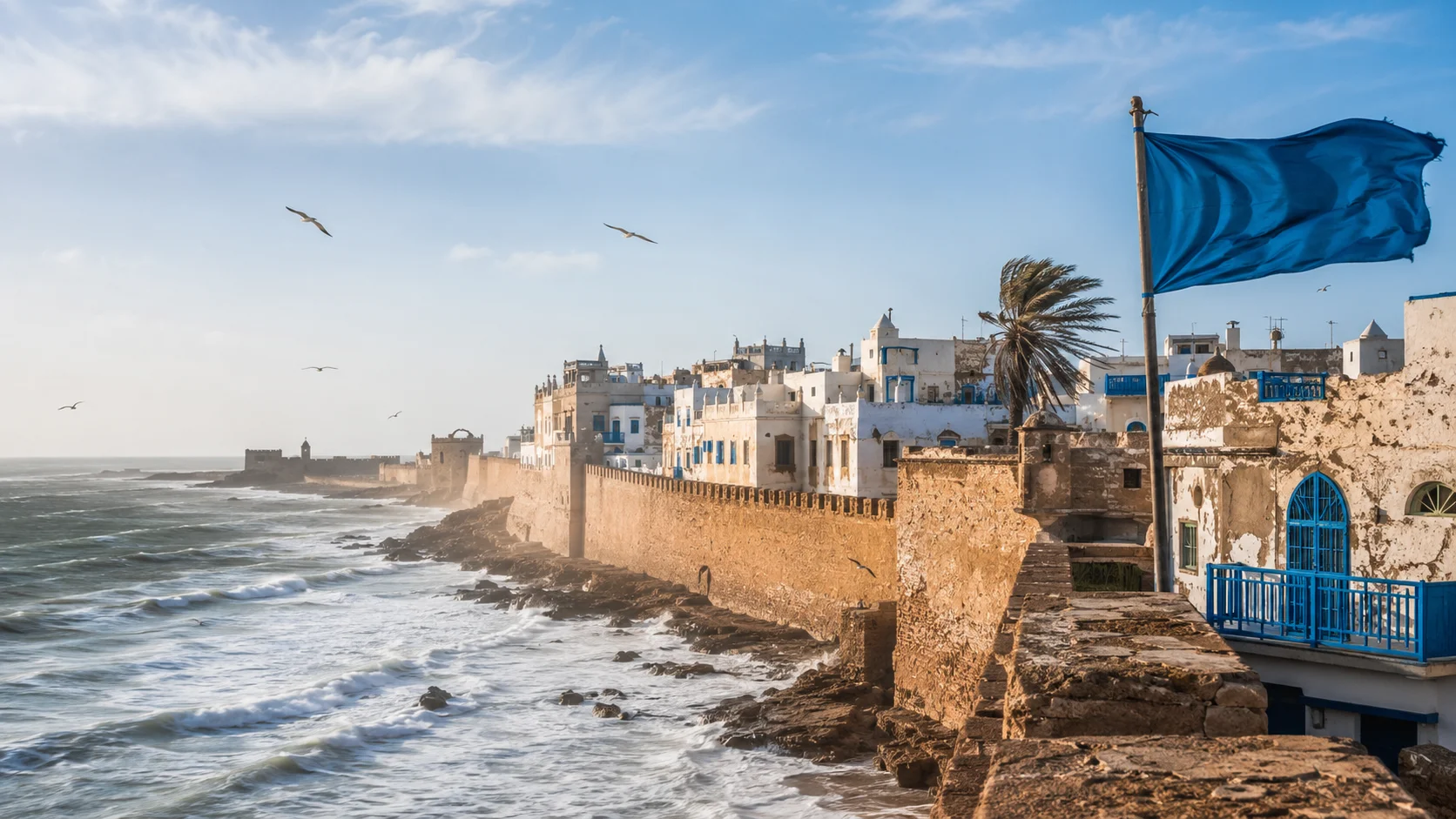 conducir con el viento de Essaouira