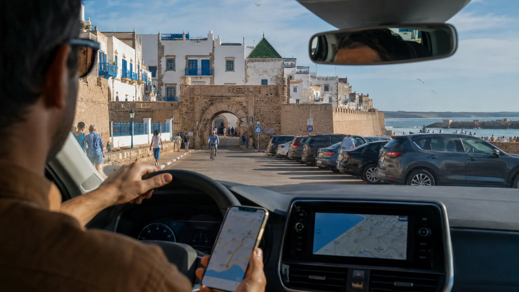 GPS dirigindo em Essaouira