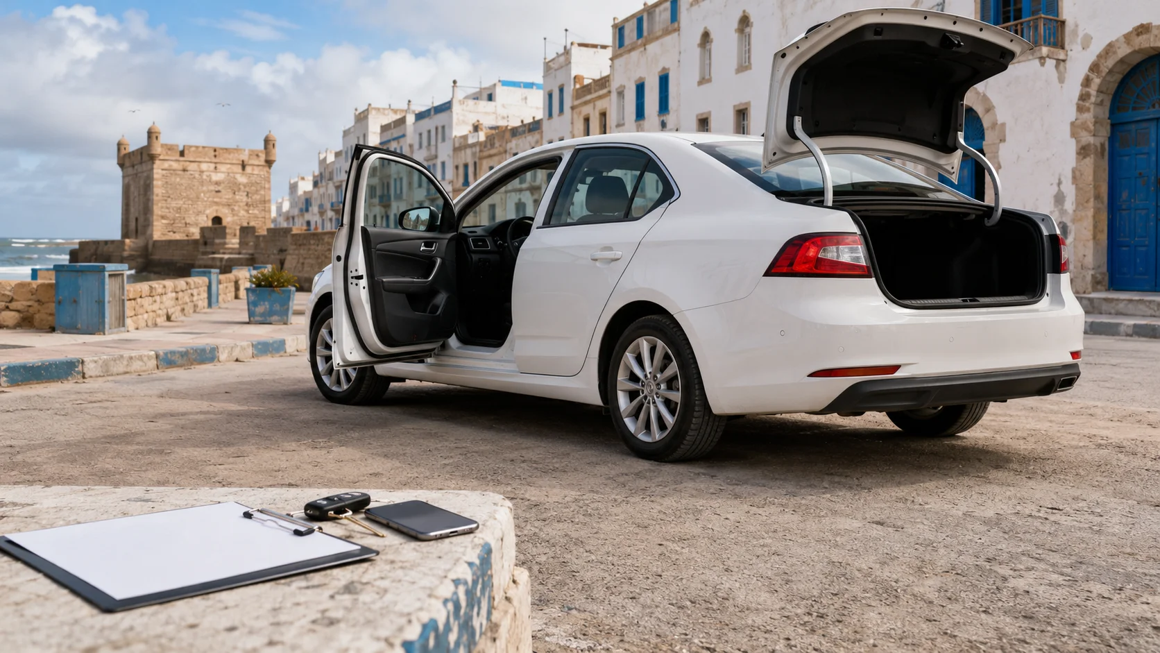 Inspección de coche de alquiler en Essaouira